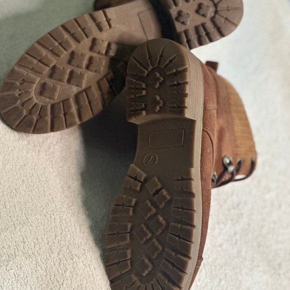 Tan Lace-Up Heeled Boots - Picture 3 of 4